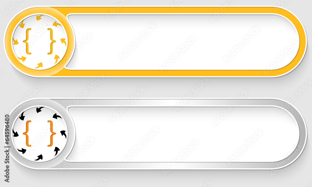 Poster yellow and silver vector abstract buttons with brackets