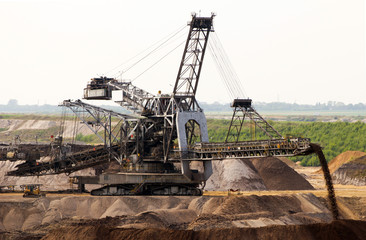 A backloader in a lignite mine