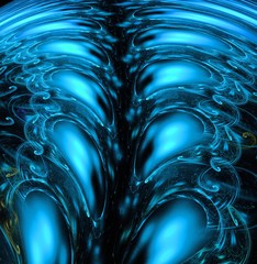 blue abstract fractal illustrations with black background