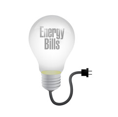 energy bills light bulb and cable. illustration