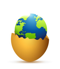 broken egg and globe inside. illustration design