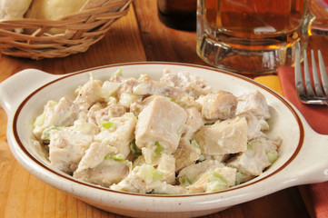 Chicken salad and beer