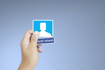  holding paper with social network