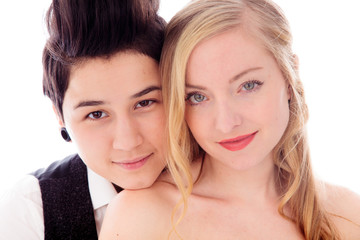 Lesbian couple embracing