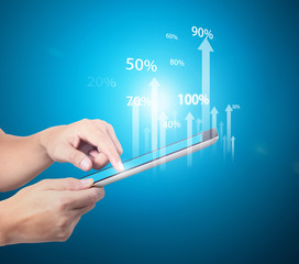 touch screen tablet in hand