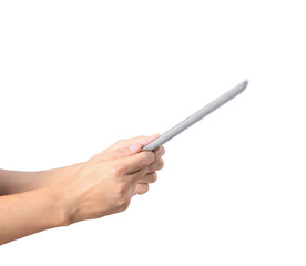 touch screen tablet in hand
