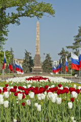 Decorated with flags and lots of tulips Alley of Heroes