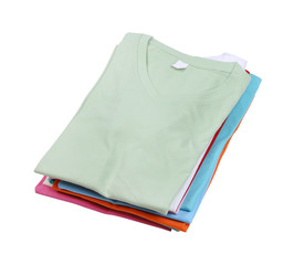 stack of colorful  t-shirt