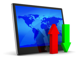 tablet on white background. Isolated 3D image