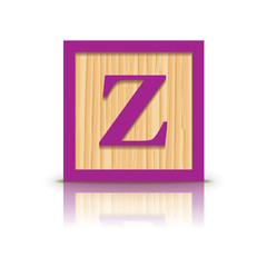 Vector letter Z wooden alphabet block