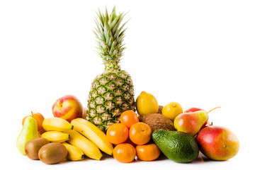 Obraz na płótnie Canvas Fresh fruits isolated on a white . Set of different fresh fruits