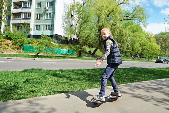 Girl riding a skateboard