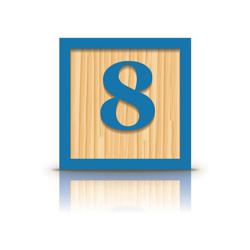 Vector number 8 wooden alphabet block