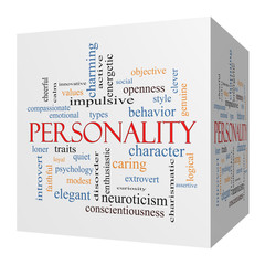 Personality 3D cube Word Cloud Concept