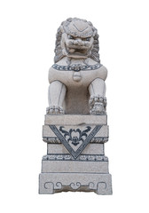 chinese stone lion sculpture isolated on white background