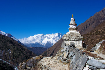 Stupa on the way to Everest Base Camp in Himalayas