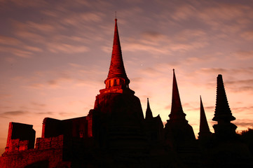 Silhouette of Wat Phra Sri Sanphet , Ayutthaya , Thailand