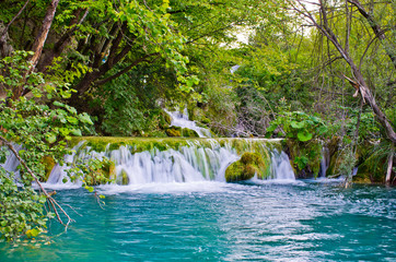 Waterfall in Plitvice Lakes park, Croatia