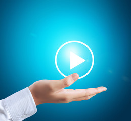 modern social buttons in  hand