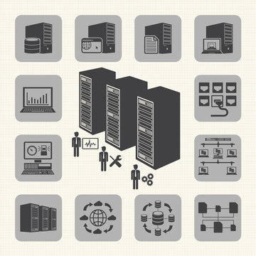 Big Data icons set, System infrastructure
