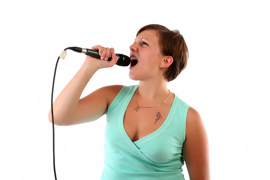 Woman singing her heart out