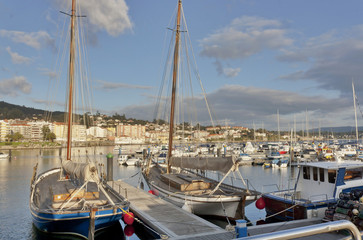 Sailboats on Sanxenxo city