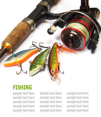 Fishing gear is isolated on a white background