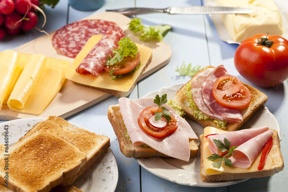 Wall mural Breakfast with a toasted bread