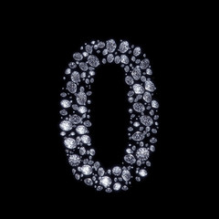 Diamond number isolated on black with clipping path