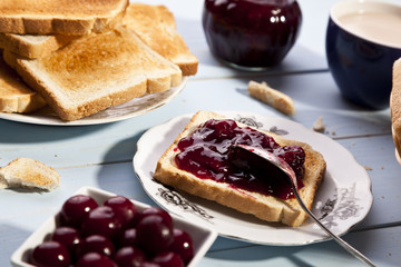 Breakfast with bread toast