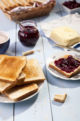 Breakfast with bread toast