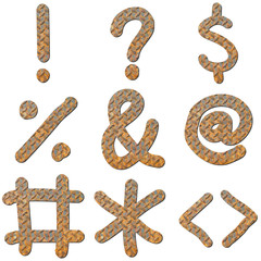 Font rusty checker plate steel