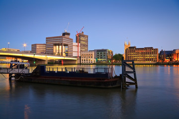 River Thames and Southbank at dusk, London.