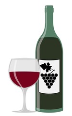 Wine bottle and glass