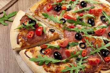 Pizza peperoni on plate