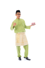 indonesian male during ramadan aidilfitri festival with isolated