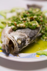 Freshwater fish steamed