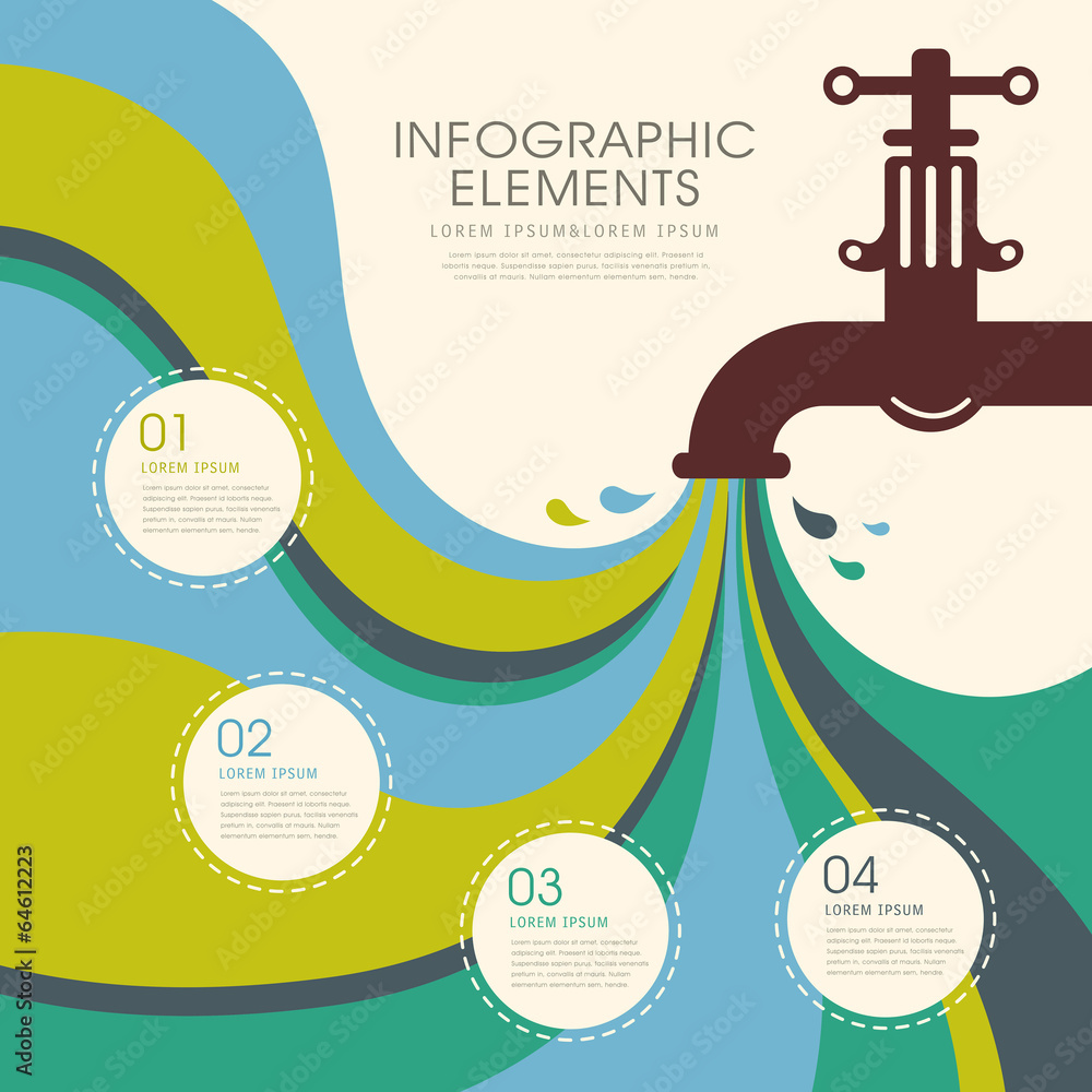 Wall mural creative faucet infographics design