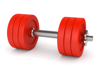 Red metal dumbell