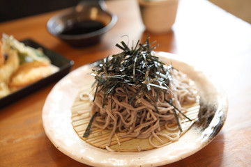 Soba noodle with fried shrimp