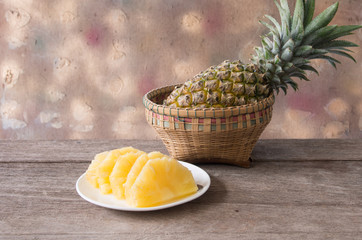 Fototapeta na wymiar Pineapple slices on plate