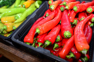Red and green hot chillies
