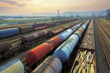 Freight Station with trains