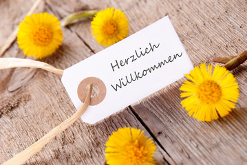 White Banner with Herzlich Willkommen