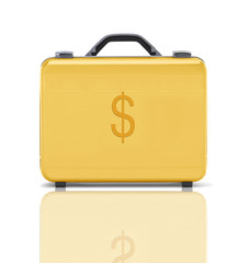 beautiful golden briefcase representing dollar money and busines