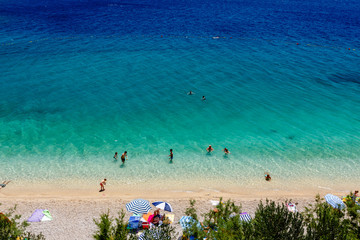 Beautiful Adriatic Beach and Transparent Blue Water near Split,