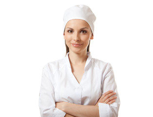 Woman nurse, isolated over white background