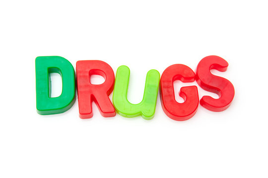 Drugs written in magnetic letters