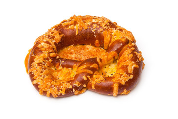 Cheese coated pretzel