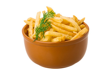 French fries on white background